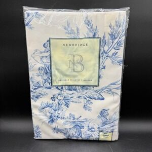 Vintage Newbridge Musee Tablecloth 60 Round Blue Toile Cotton French Country